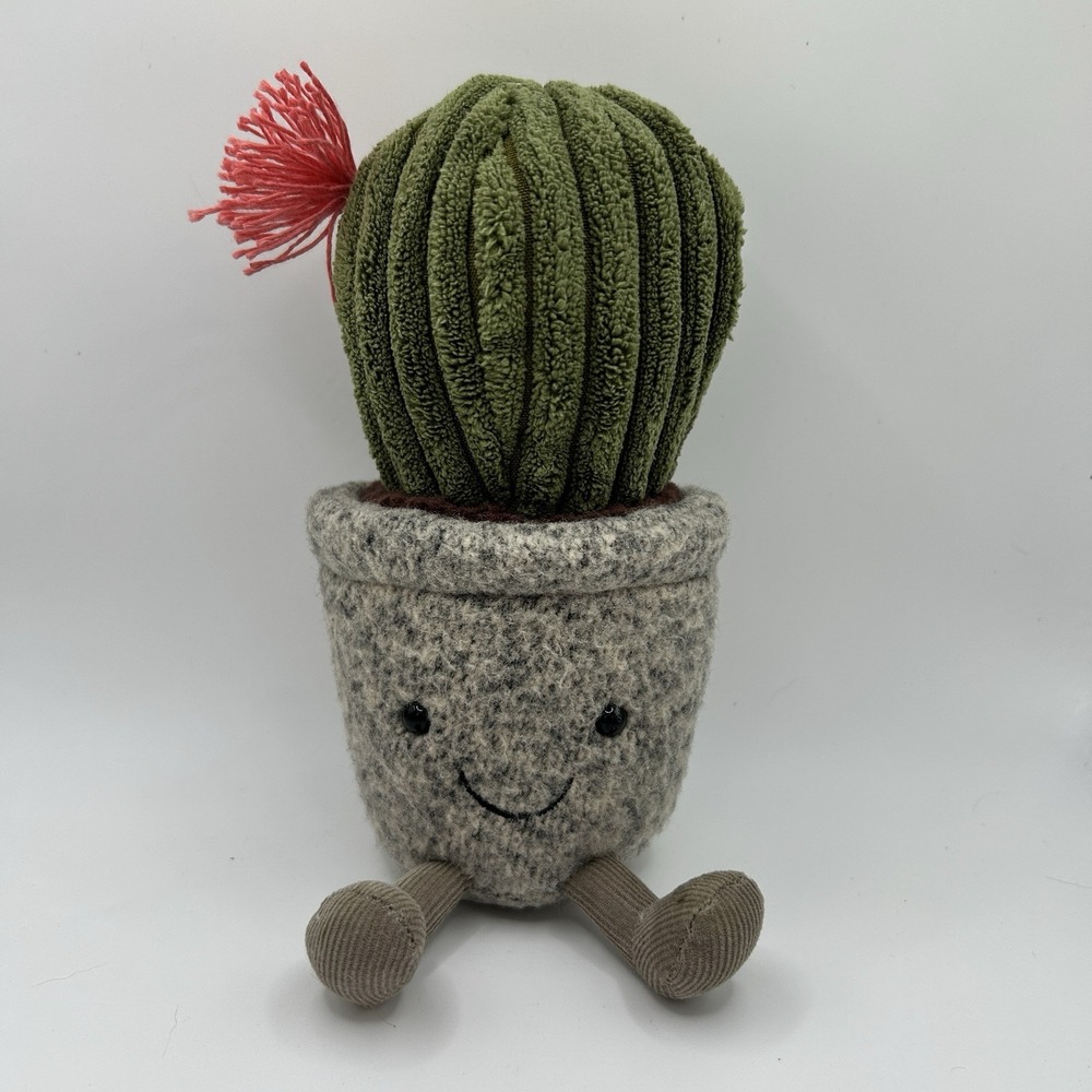 Jellycat Amuseables Silly Succulent Barrel Cactus Plush Stuffed Plant 8" Green